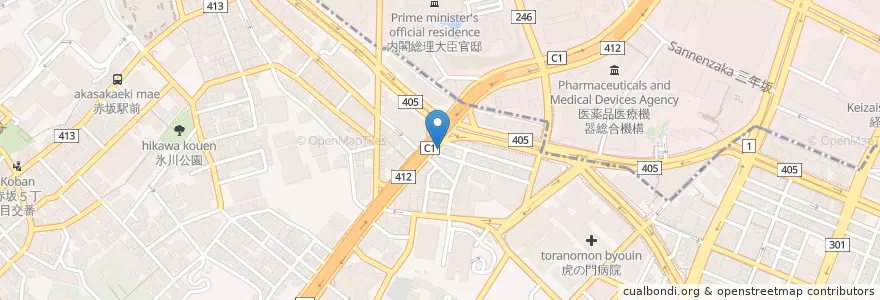 Mapa de ubicacion de 溜池薬局 en Japonya, 東京都, 港区.