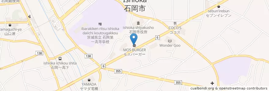 Mapa de ubicacion de モスバーガー en اليابان, إيباراكي, 石岡市.
