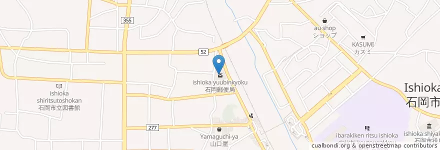 Mapa de ubicacion de 石岡郵便局 en Japon, Préfecture D'Ibaraki, 石岡市.