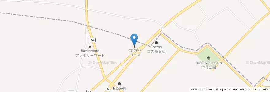 Mapa de ubicacion de ココス en 日本, 茨城県, かすみがうら市.
