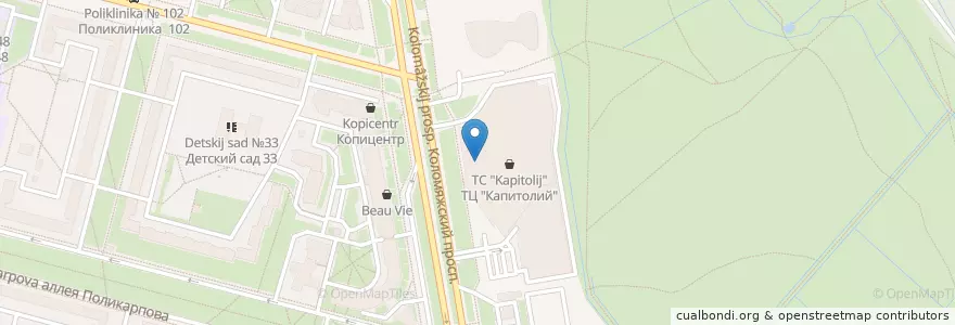 Mapa de ubicacion de Пиворама en Russie, District Fédéral Du Nord-Ouest, Oblast De Léningrad, Saint-Pétersbourg, Приморский Район, Округ Комендантский Аэродром.