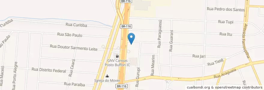 Mapa de ubicacion de GNV Canoas Posto Sh Portolub en ブラジル, 南部地域, リオグランデ・ド・スル, Região Geográfica Intermediária De Porto Alegre, Região Metropolitana De Porto Alegre, Região Geográfica Imediata De Porto Alegre, Canoas.