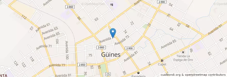 Mapa de ubicacion de Ciudad de Guines en 쿠바, Mayabeque, Güines, Ciudad De Guines.