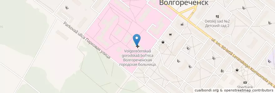 Mapa de ubicacion de Волгореченская городская больница en Russie, District Fédéral Central, Oblast De Kostroma, Городской Округ Волгореченск.