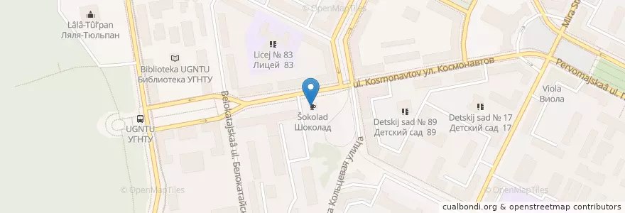 Mapa de ubicacion de Шоколад en Rusia, Приволжский Федеральный Округ, Bashkortostán, Городской Округ Уфа.