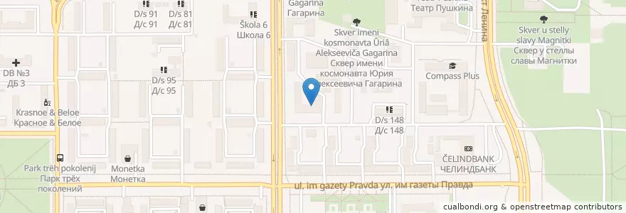 Mapa de ubicacion de Земельная кадастровая палата en Russia, Ural Federal District, Chelyabinsk Oblast, Magnitogorsk.
