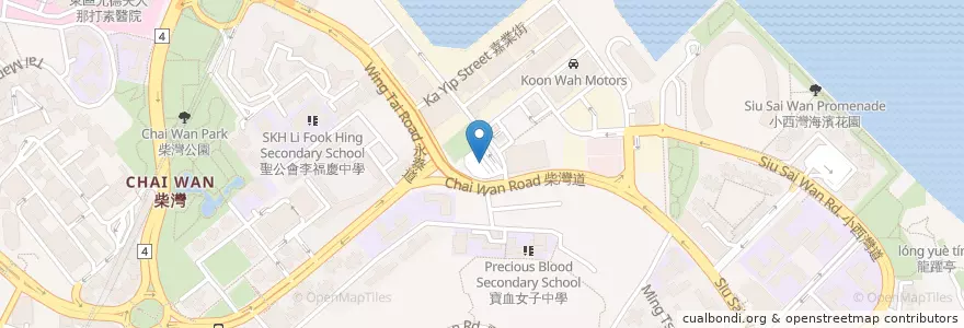 Mapa de ubicacion de 柴灣（東）巴士總站 Chai Wan (East) Bus Terminus en China, Guangdong, Hongkong, Hong Kong Island, New Territories, 東區 Eastern District.