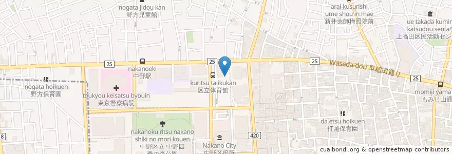 Mapa de ubicacion de 西武信用金庫 en ژاپن, 東京都, 中野区.