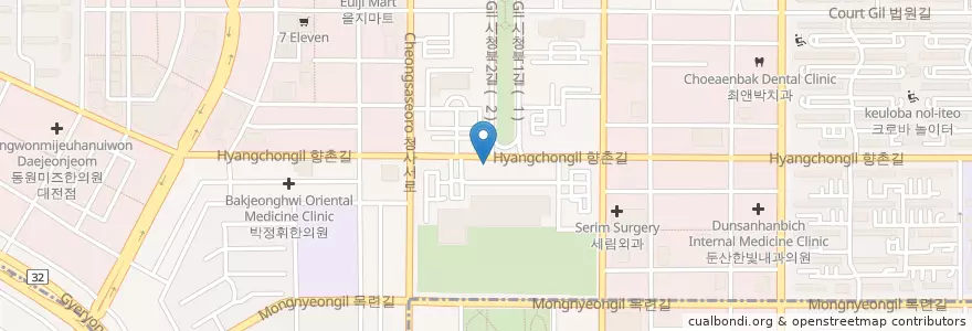 Mapa de ubicacion de 대전시청 en 大韓民国, 大田, 西区, 둔산동.