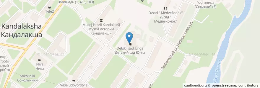 Mapa de ubicacion de Детский сад Юнга en Rusia, Северо-Западный Федеральный Округ, Óblast De Múrmansk, Кандалакшский Район, Городское Поселение Кандалакша.