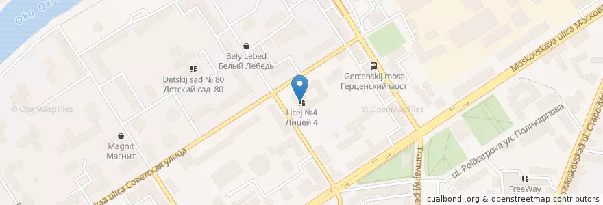 Mapa de ubicacion de Лицей №4 en Rusia, Distrito Federal Central, Óblast De Oriol, Орловский Район, Городской Округ Орёл.