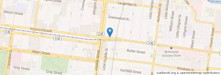 Mapa de ubicacion de Tom Toon Thai Noodle Cafe en أستراليا, ولاية فيكتوريا, City Of Yarra.