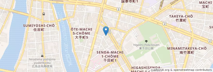 Mapa de ubicacion de 広島信用金庫鷹野橋千田支店 en ژاپن, 広島県, 広島市, 中区.