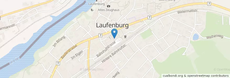 Mapa de ubicacion de Aargauische Kantonalbank en Deutschland, Baden-Württemberg, Regierungsbezirk Freiburg, Landkreis Waldshut, Laufenburg (Baden).