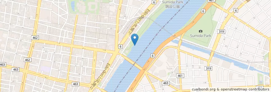 Mapa de ubicacion de 水上バス乗り場 en 日本, 東京都, 台東区.
