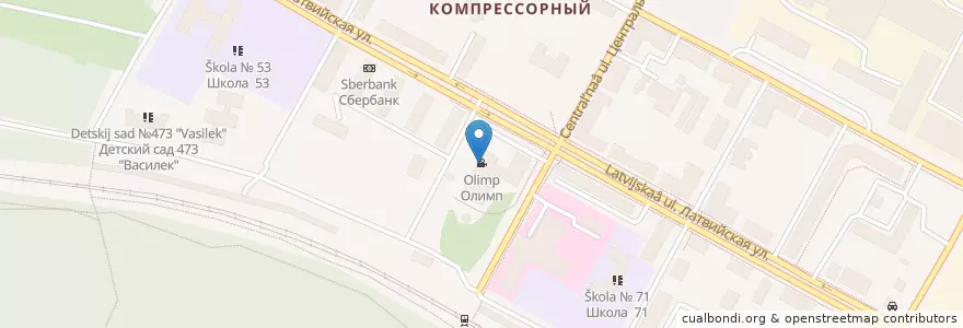 Mapa de ubicacion de Олимп en Russie, District Fédéral De L'Oural, Oblast De Sverdlovsk, Городской Округ Екатеринбург.