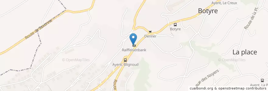 Mapa de ubicacion de Raiffeisenbank en Suiza, Vallés, Hérens, Ayent.