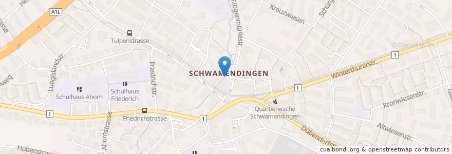Mapa de ubicacion de Hirschen/Schwamendingen en Suíça, Zurique, Bezirk Zürich, Zürich.