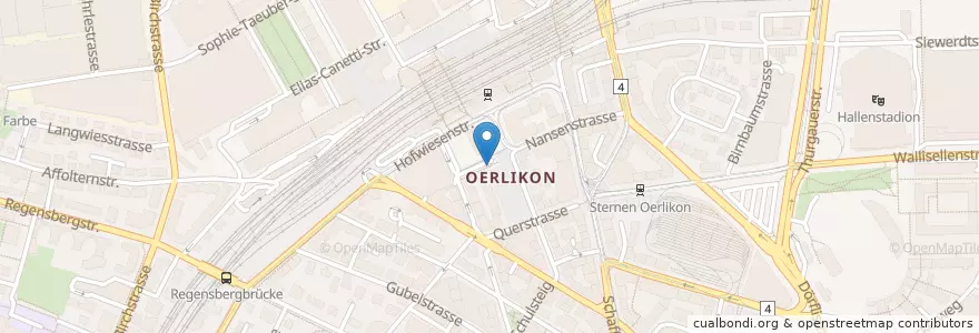 Mapa de ubicacion de Oerlikon Marktplatz en Schweiz/Suisse/Svizzera/Svizra, Zürich, Bezirk Zürich, Zürich.