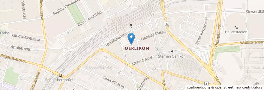 Mapa de ubicacion de Oerlikon Marktplatz en Switzerland, Zurich, District Zurich, Zurich.