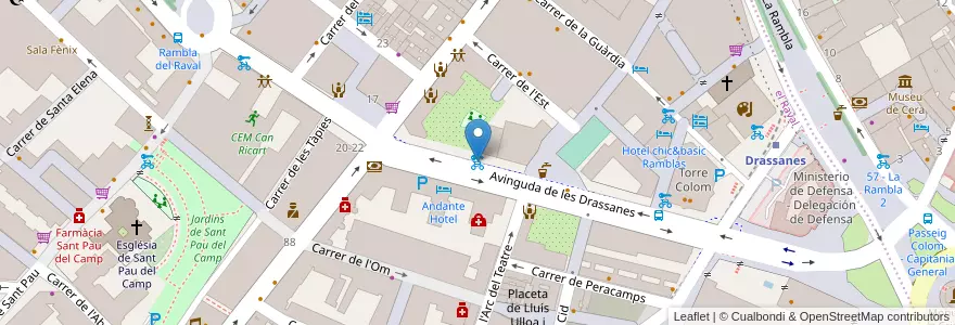 Mapa de ubicacion de 114 - Pl. Jean Genet 1 en 스페인, Catalunya, Barcelona, Barcelonès, 바르셀로나.