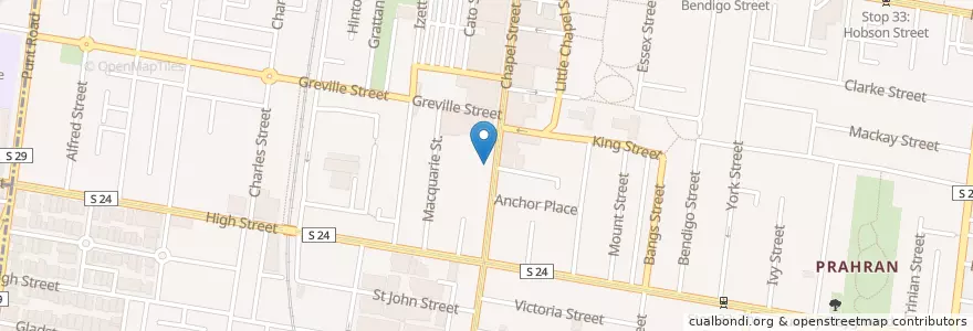 Mapa de ubicacion de Prahan Post Office en Australia, Victoria, City Of Stonnington.