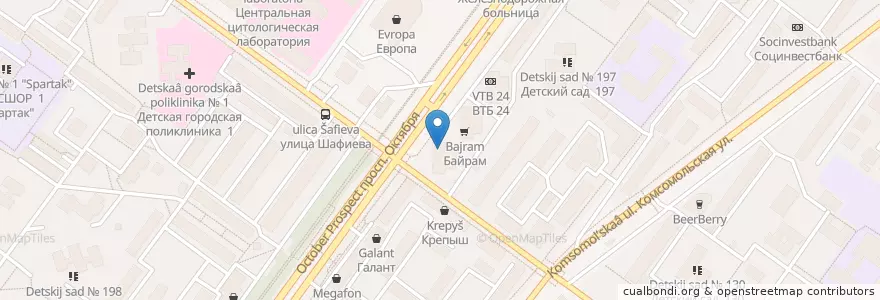 Mapa de ubicacion de Веранда en Rusia, Приволжский Федеральный Округ, Башкортостан, Городской Округ Уфа.