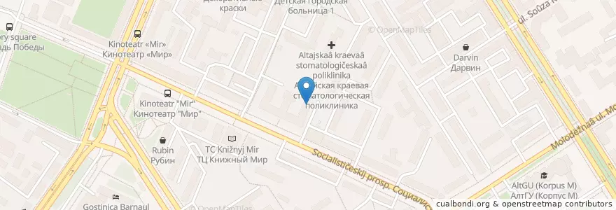 Mapa de ubicacion de Научно-педагогическая библиотека АлтГПА en Russia, Siberian Federal District, Altai Krai, Городской Округ Барнаул.