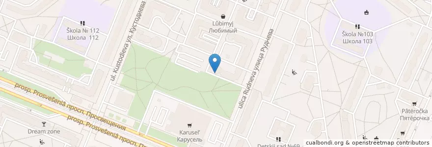 Mapa de ubicacion de Социальная аптека en Russia, Northwestern Federal District, Leningrad Oblast, Saint Petersburg, Vyborgsky District, Округ № 15.