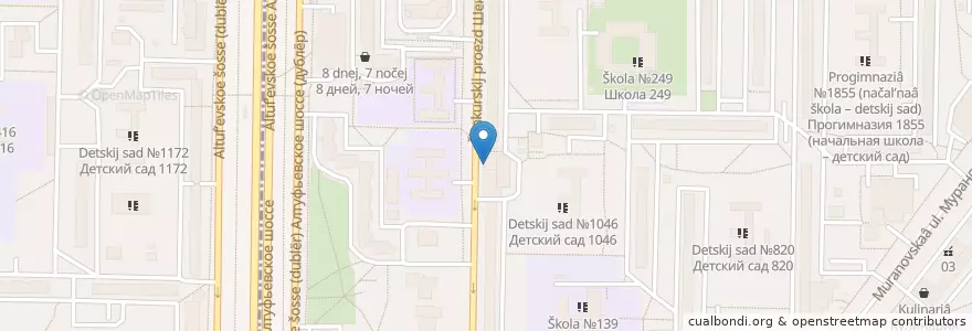 Mapa de ubicacion de Домино’c Пицца en Rusland, Centraal Federaal District, Moskou, Северо-Восточный Административный Округ, Район Бибирево.
