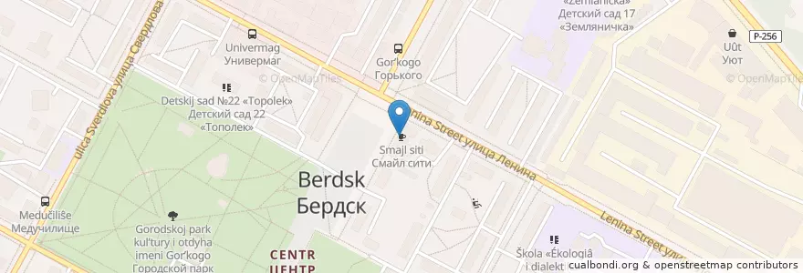 Mapa de ubicacion de Смайл сити en Rusya Federasyonu, Сибирский Федеральный Округ, Novosibirsk Oblastı, Городской Округ Бердск.