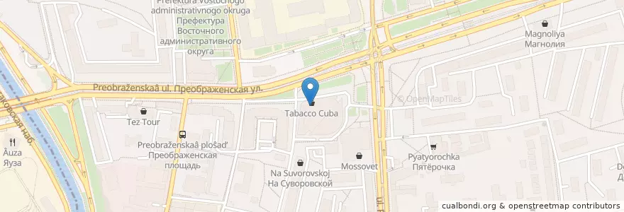 Mapa de ubicacion de Старбакс en Russie, District Fédéral Central, Moscou, Восточный Административный Округ, Район Преображенское.