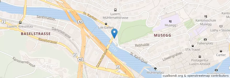 Mapa de ubicacion de Reussbad "las torres" en Schweiz/Suisse/Svizzera/Svizra, Luzern, Luzern.