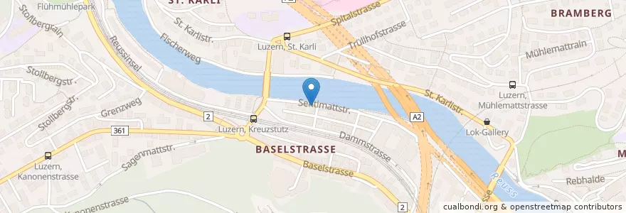 Mapa de ubicacion de Reussfähre en Zwitserland, Luzern, Luzern.