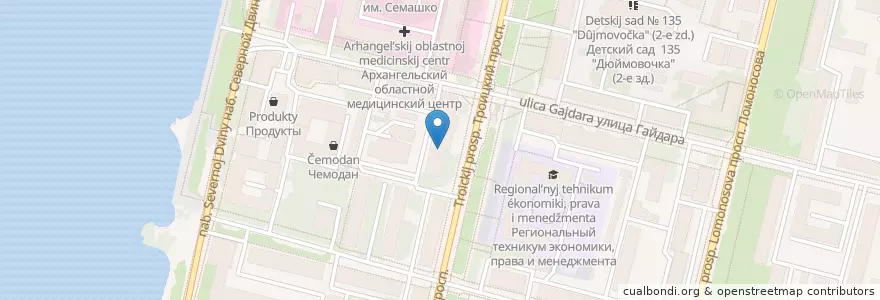 Mapa de ubicacion de Аптека МК en Russia, Northwestern Federal District, Arkhangelsk Oblast, Primorsky District, Городской Округ Архангельск.