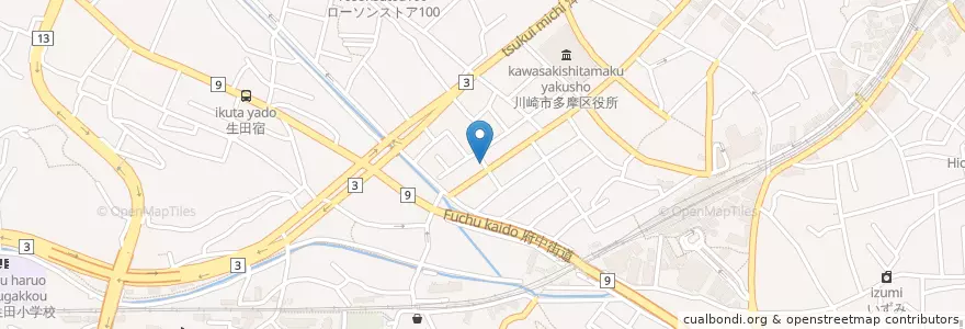 Mapa de ubicacion de 鮨かず en Japan, Kanagawa Prefecture, Kawasaki, Tama Ward.