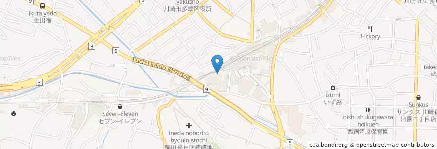 Mapa de ubicacion de ジョナサン 向ヶ丘遊園店 en Japan, 神奈川県, 川崎市, 多摩区.
