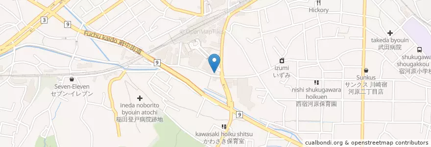 Mapa de ubicacion de ナカヤマ薬局 en Japan, 神奈川県, 川崎市, 多摩区.