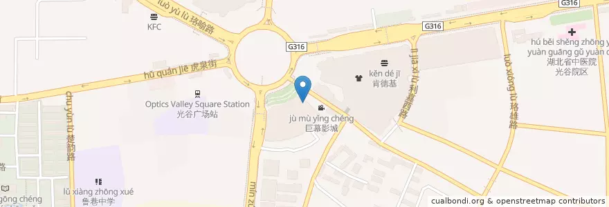 Mapa de ubicacion de 招商银行 en Chine, Hubei, Wuhan, District De Hongshan, 东湖新技术开发区（托管）, 关东街道.