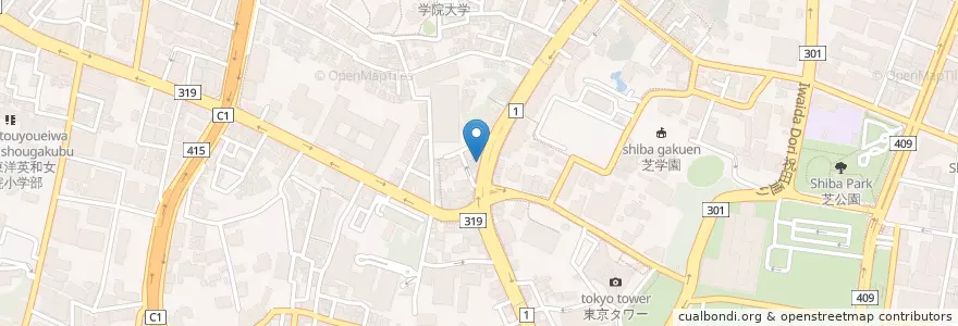 Mapa de ubicacion de めん蔵 en Japon, Tokyo, 港区.