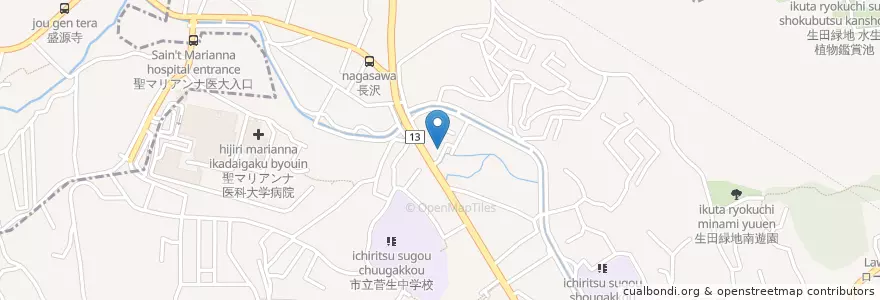 Mapa de ubicacion de らーめん一兆堂 en 일본, 가나가와현, 川崎市, 宮前区.