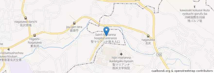 Mapa de ubicacion de たちばな薬局 en 일본, 가나가와현, 川崎市, 多摩区.