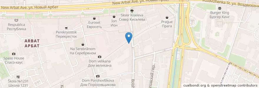 Mapa de ubicacion de Ригла en Россия, Центральный Федеральный Округ, Москва, Центральный Административный Округ, Район Арбат.