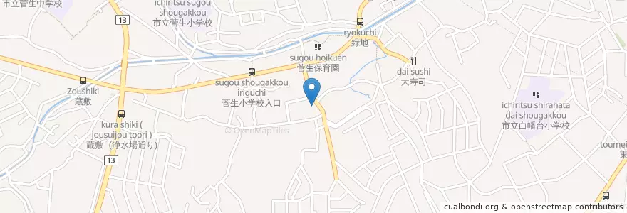 Mapa de ubicacion de 菅生接骨院 en Japan, Präfektur Kanagawa, 川崎市, 宮前区.
