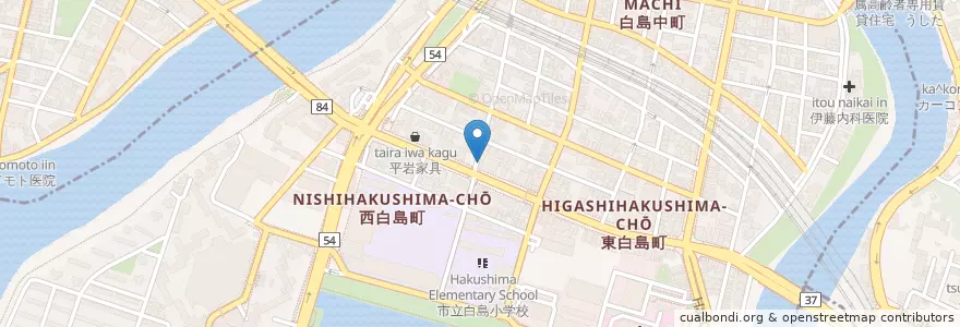 Mapa de ubicacion de たち花 en Japan, Präfektur Hiroshima, Hiroshima, 中区.