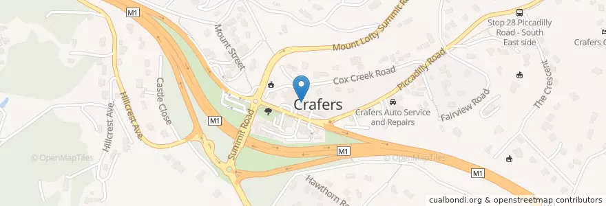Mapa de ubicacion de Crafers Pizza Bar en Australie, Australie Méridionale, Adelaide Hills Council.