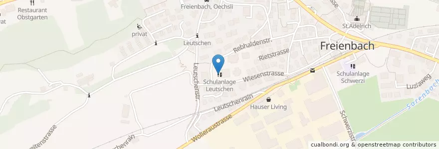 Mapa de ubicacion de Schulanlage Leutschen en Suisse, Schwyz, Höfe, Freienbach.