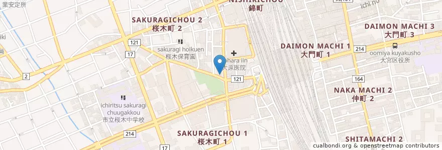 Mapa de ubicacion de 東京スター銀行 en اليابان, 埼玉県, さいたま市, 大宮区.