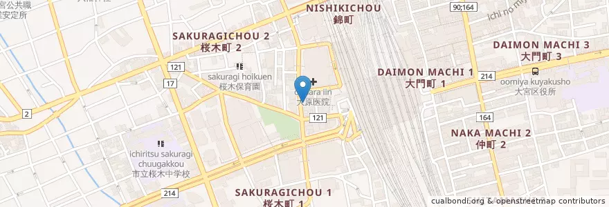 Mapa de ubicacion de 天丼てんや en Japão, 埼玉県, さいたま市, 大宮区.