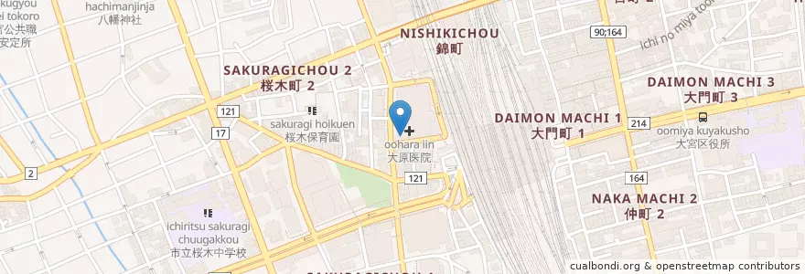 Mapa de ubicacion de 大原医院 en 日本, 埼玉県, さいたま市, 大宮区.